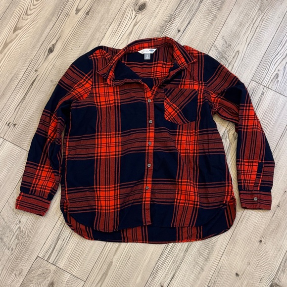 Old Navy Classic Flannel Shirt size XL. Navy Blue & Orange Button up shirt - Picture 1 of 3